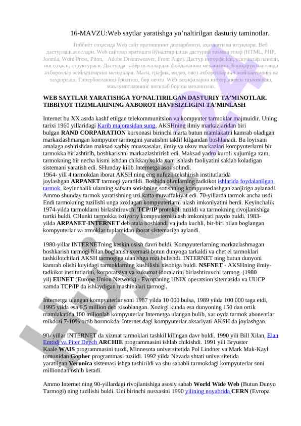 Web saytlar yaratish dasturlash asoslari