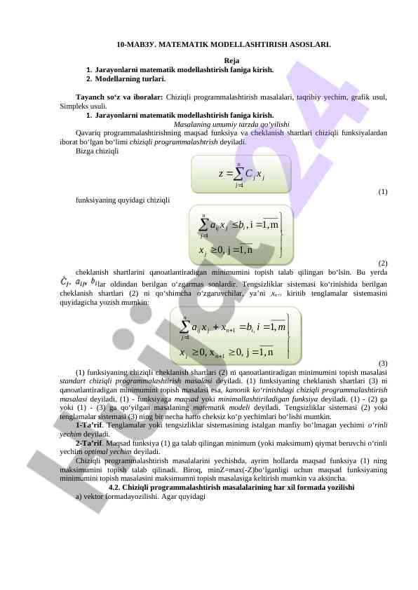 Matematik modellashtirish asoslari