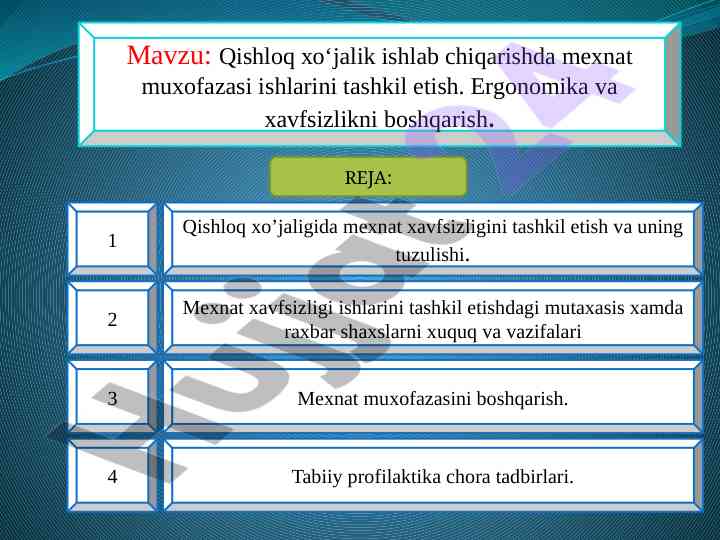 Qishloq xo‘jalikda mexnat muxofazasi tashkiloti