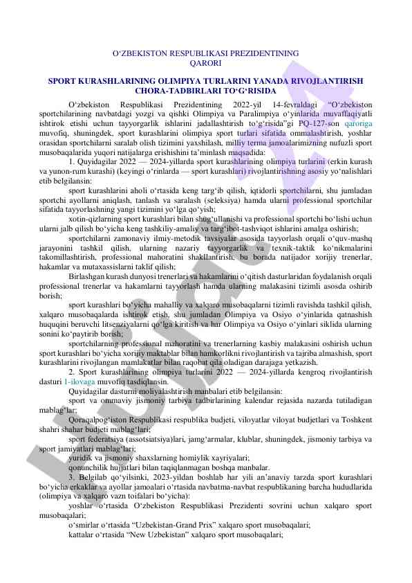 Olimpiya sport turlarini rivojlantirish strategiyalari