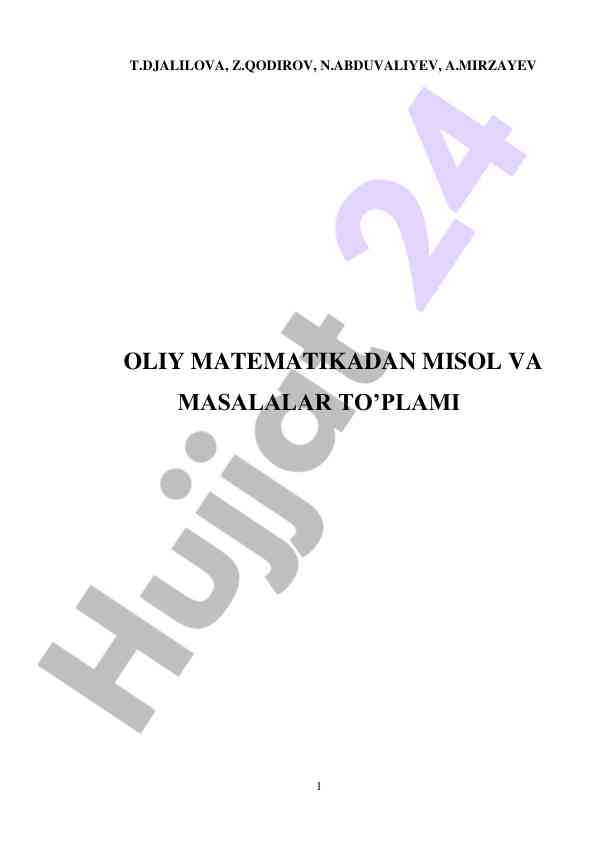 Oliy matematika masalalar to‘plami