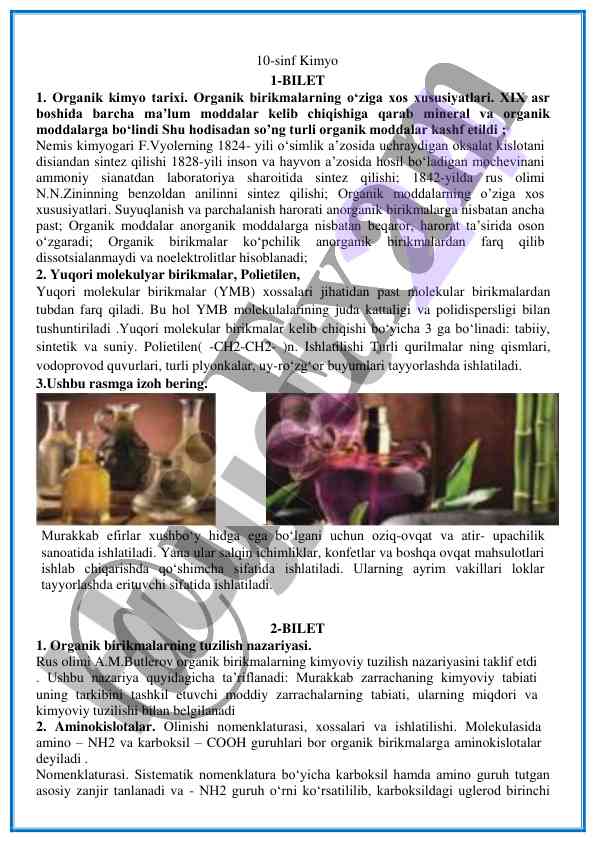 Organik kimyo tarixi va xususiyatlari