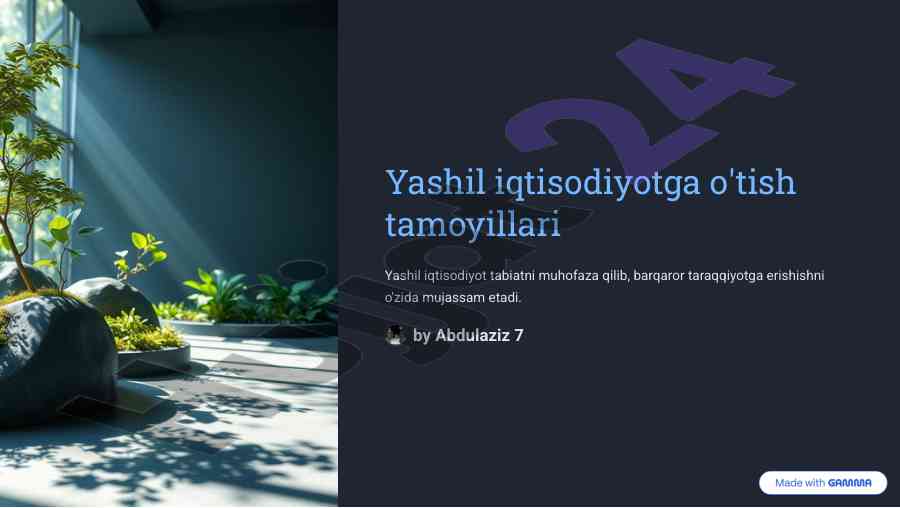 Yashil iqtisodiyotga o'tish tamoyillari