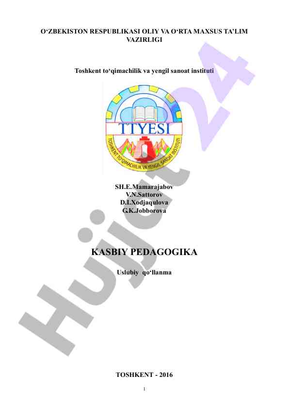 Kasbiy pedagogika uslubiy qo‘llanma