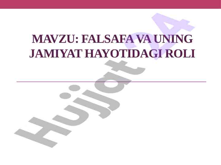 Falsafa va uning jamiyat hayotidagi roli