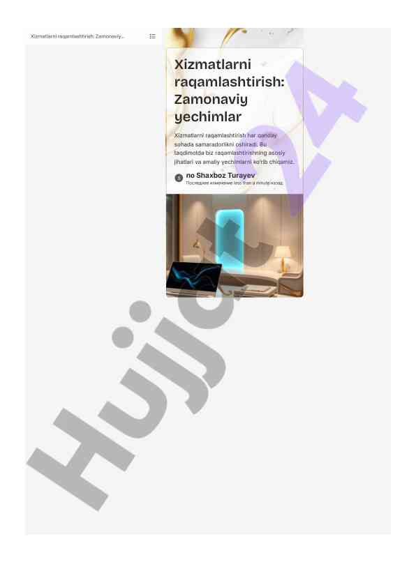 Xizmatlarni raqamlashtirish: zamonaviy yechimlar