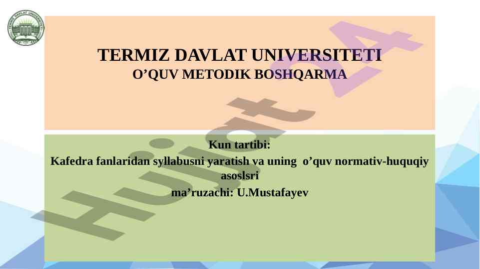 Oliy taʼlimning davlat talim standartlari tasdiqlash