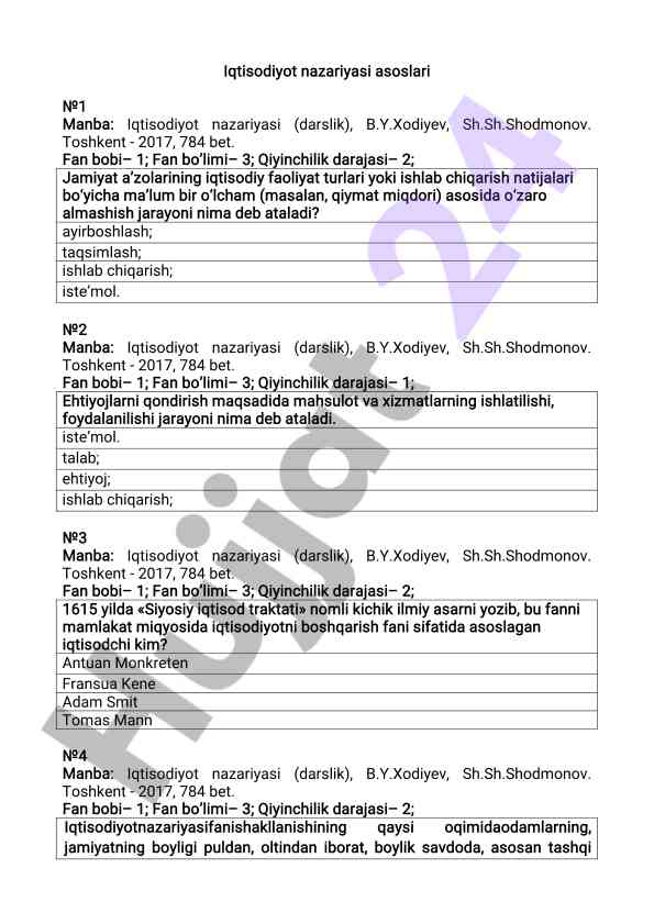Iqtisodiyot nazariyasi asoslari darsligi