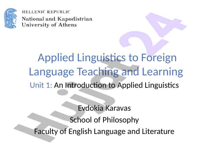 Applied linguistics in foreign language teaching