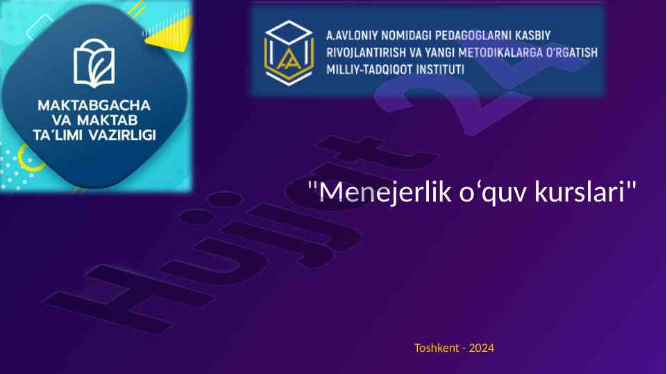 Ta’lim sifati menejmenti kursi 2024 yil toshkent