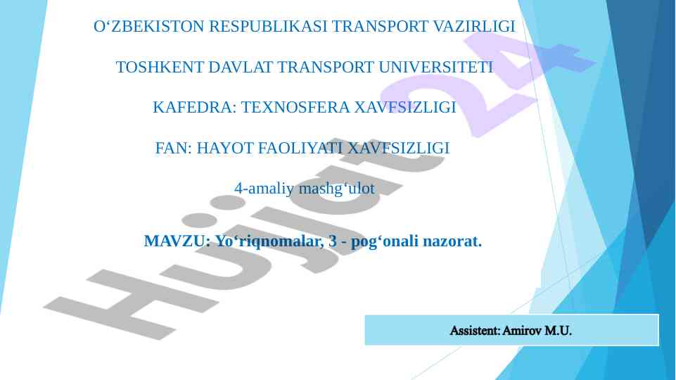 Hayot faoliyati xavfsizligi yo‘riqnomalari tahlili