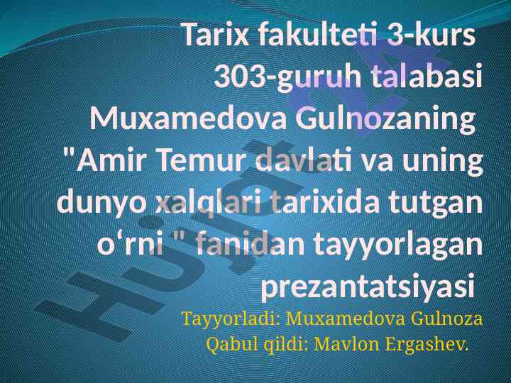 Amir temur davlati tarixi va uning o'rni