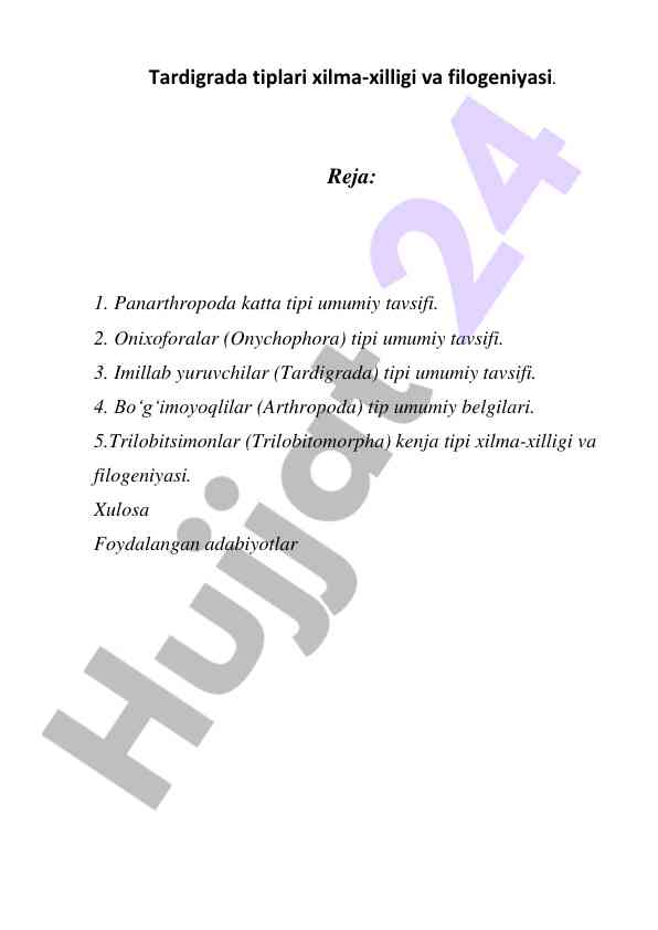 Tardigrada tiplari xilma-xilligi va filogeniyasi