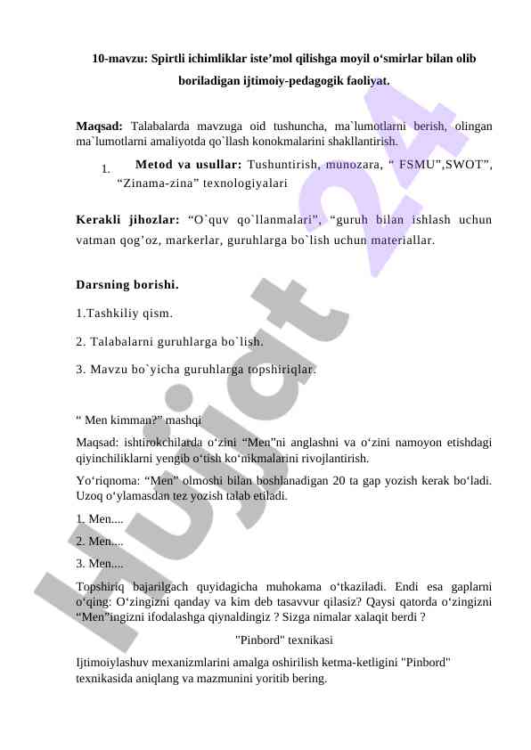 Spirtli ichimliklar iste’mol qilishga moyil o‘smirlar