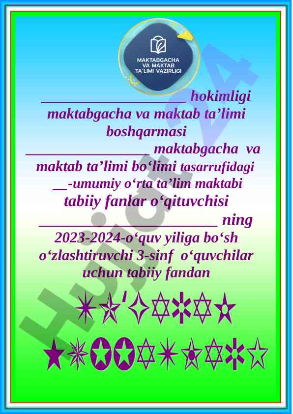 2023-2024 o‘quv yiliga tabiiy fanlardan ma’lumot