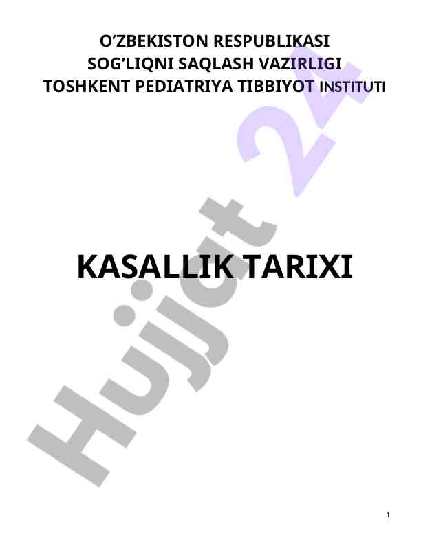 Bemor tarixi axborotnoma taqdimoti