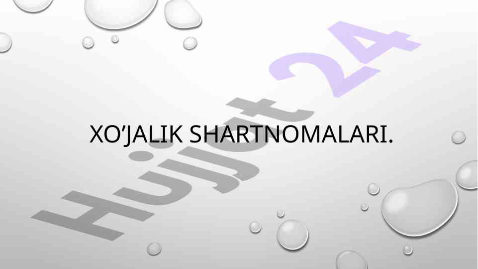 Xo'jalik shartnomalari bo'yicha tahlil