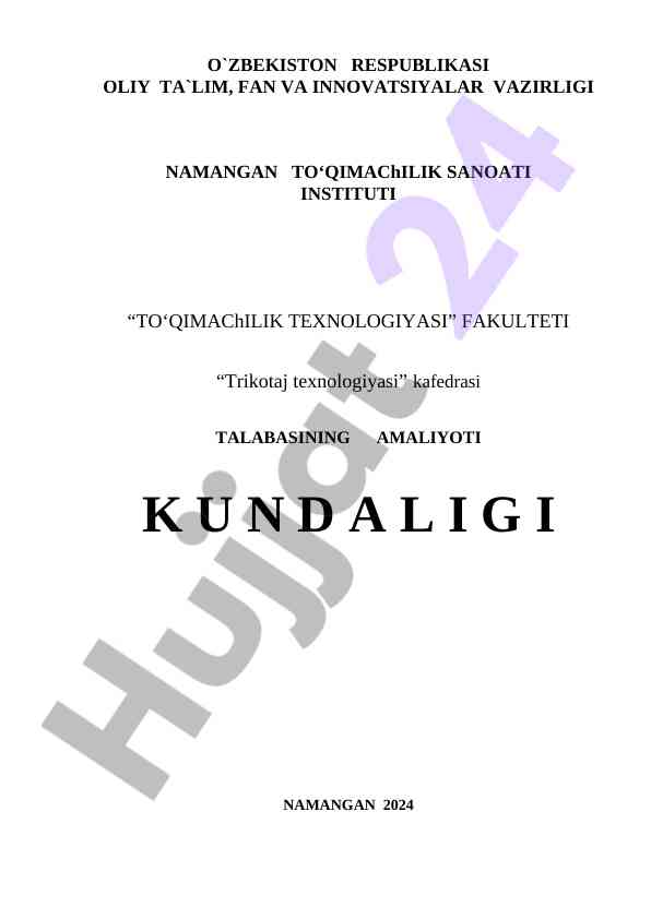 TALABANING AMALIYOTI KUNDALIGI 2024