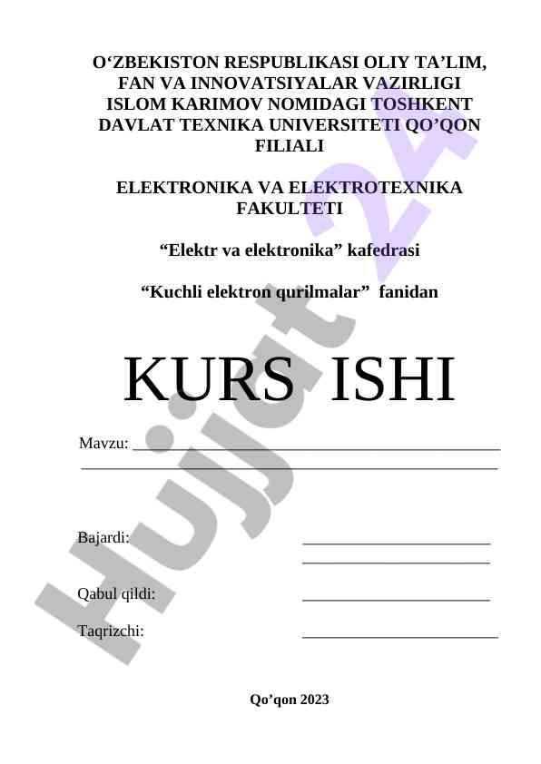 Kuchli elektron qurilmalar kurs ishi