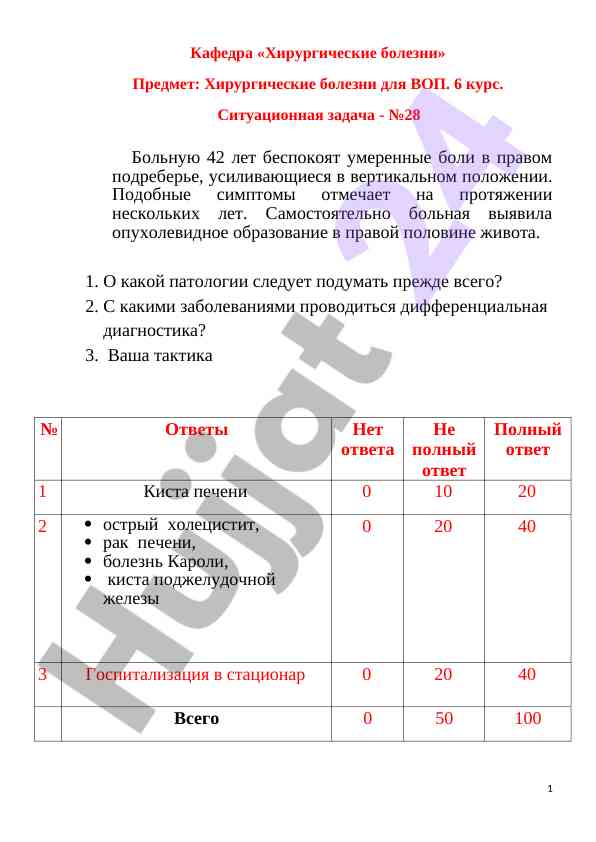 Situatsion problema po khirurgicheskim boleznyam