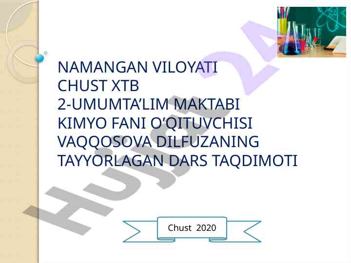 Kimyo dars taqdimoti va mis elementining xossalari