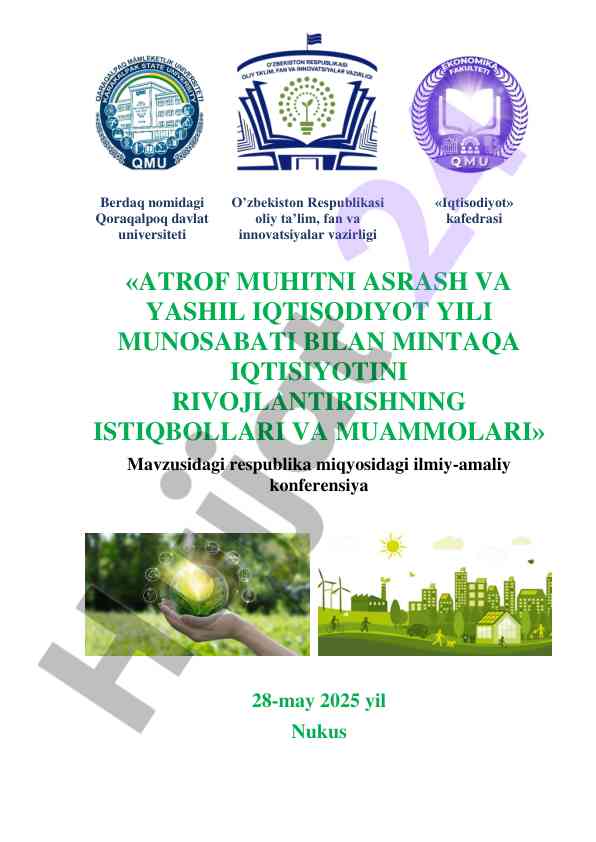 Atrof muvoitni asrash va yashil iqtisodiyot yili