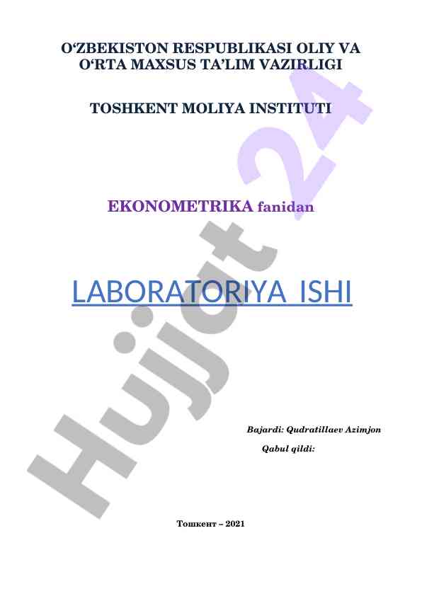 Juft regressiya va ekonometrik modellarni baholash