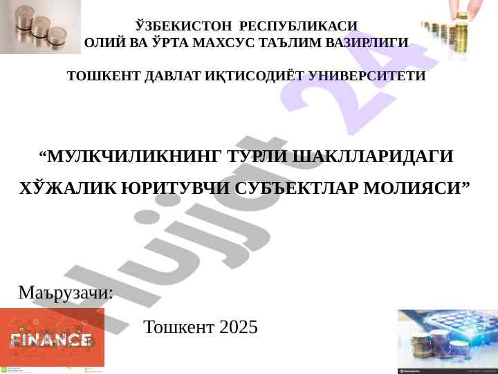 Mulkchilikning turli shakllaridagi xo‘jalik yurituvchi sub'ektlar