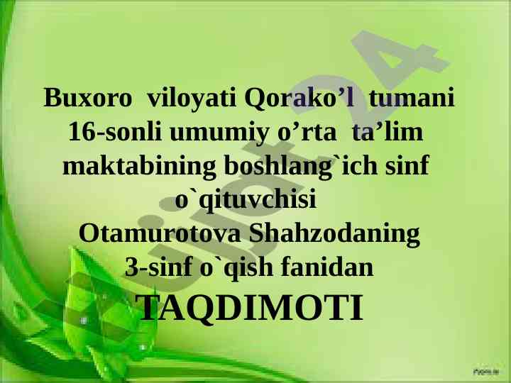Donishmand yigit taqdimoti: o'quvchilarni tarbiyalash