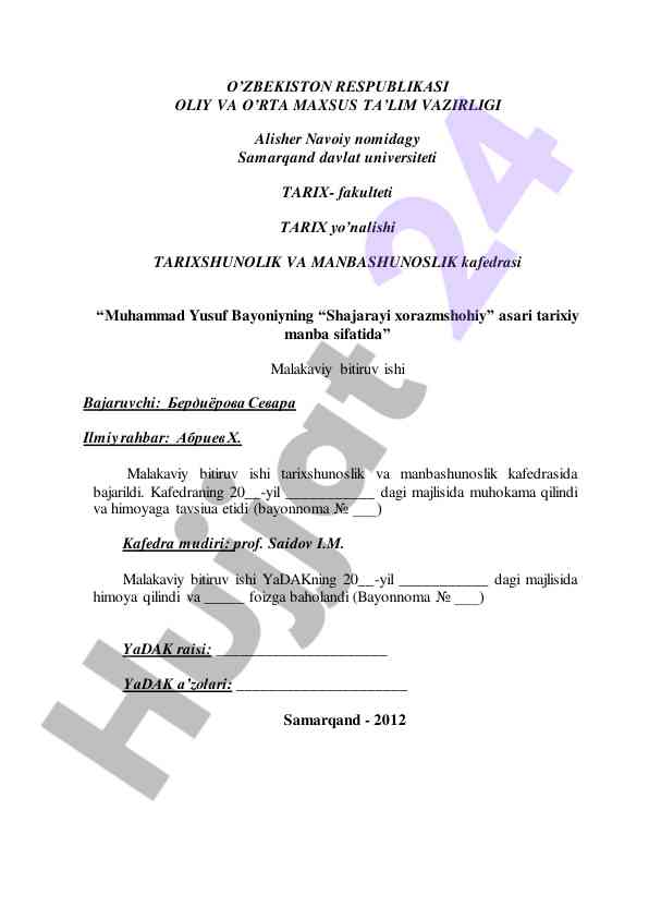 Muhammad yusuf bayoniy asari tarixiy manba sifatida