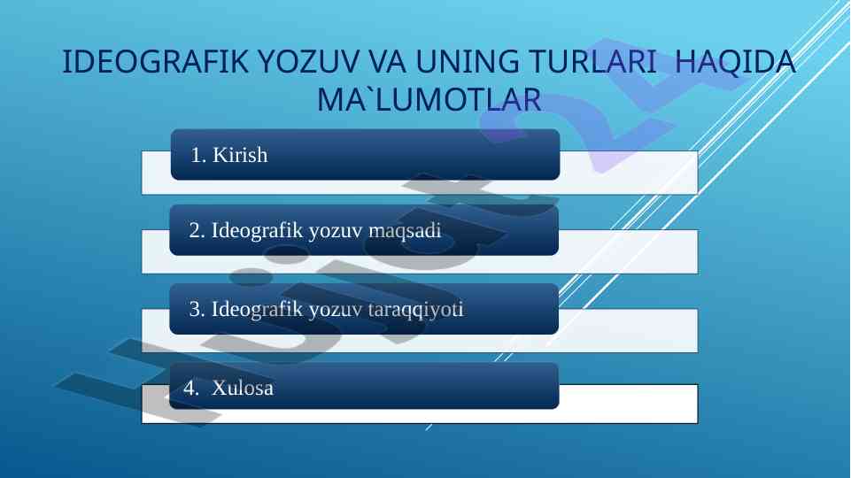 Ideografik yozuv va uning turlari haqida ma'lumotlar