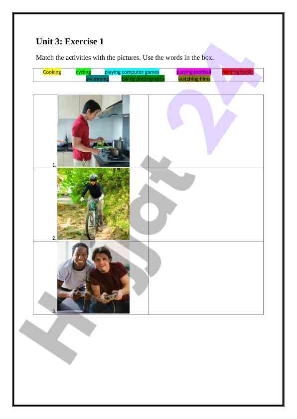 Unit 3 exercise activities and college clubs overview