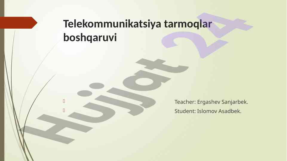 Telekommunikatsiya tarmoqlari boshqaruvi asoslari