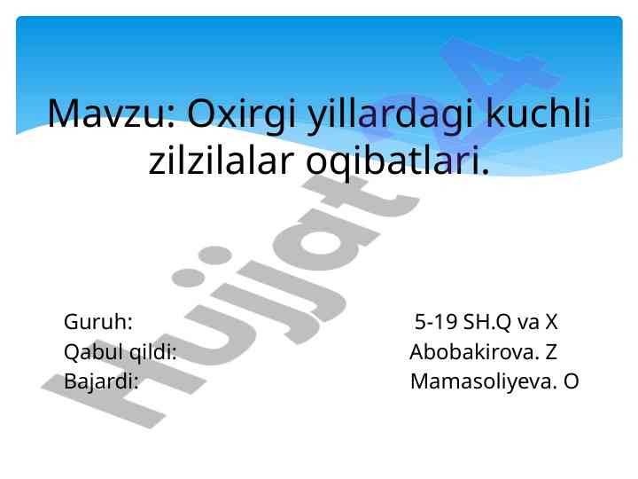 Oxirgi yillardagi kuchli zilzilalar oqibatlari