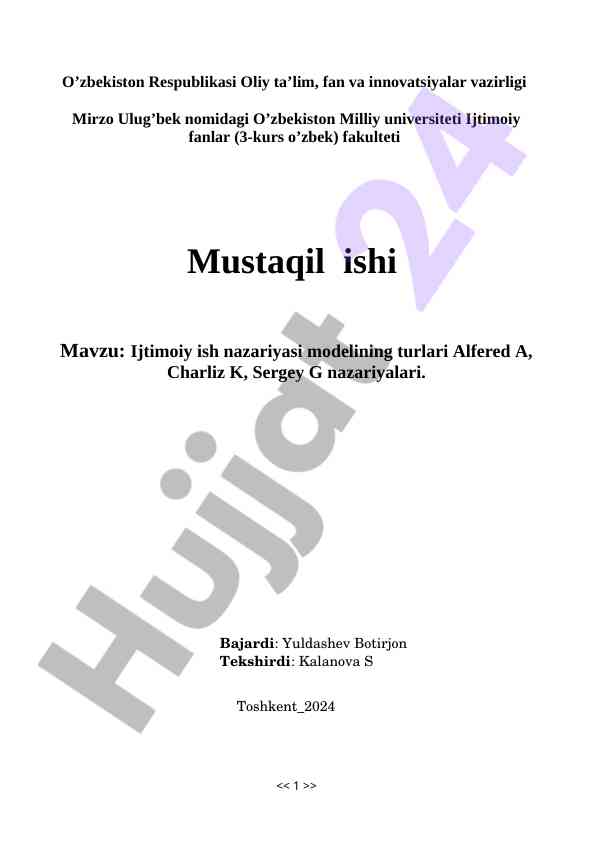 Ijtimoiy ish nazariyasi modellari tahlili