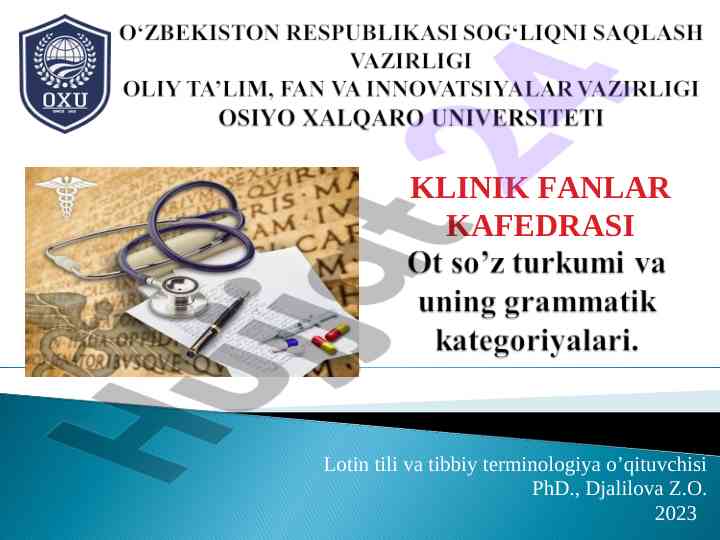 Lotin tili va tibbiy terminologiya asoslari