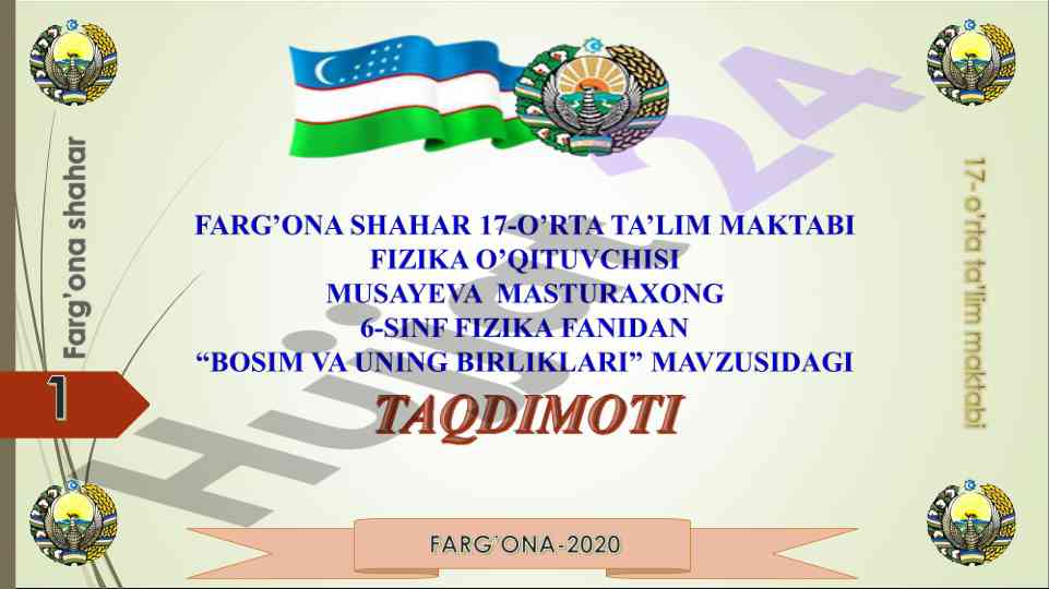 Fizikada bosim kattaligi haqida tushuncha