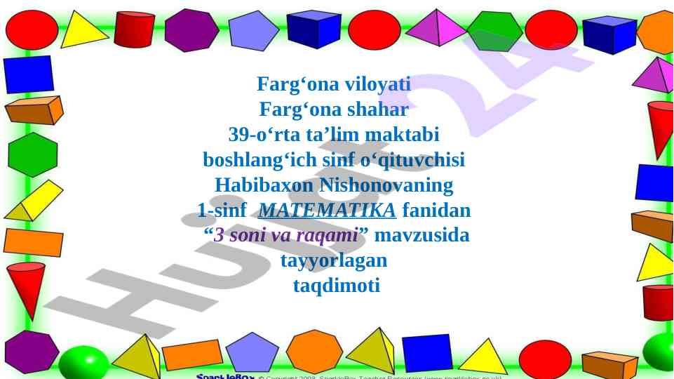 3 soni va raqami mavzusida taqdimot