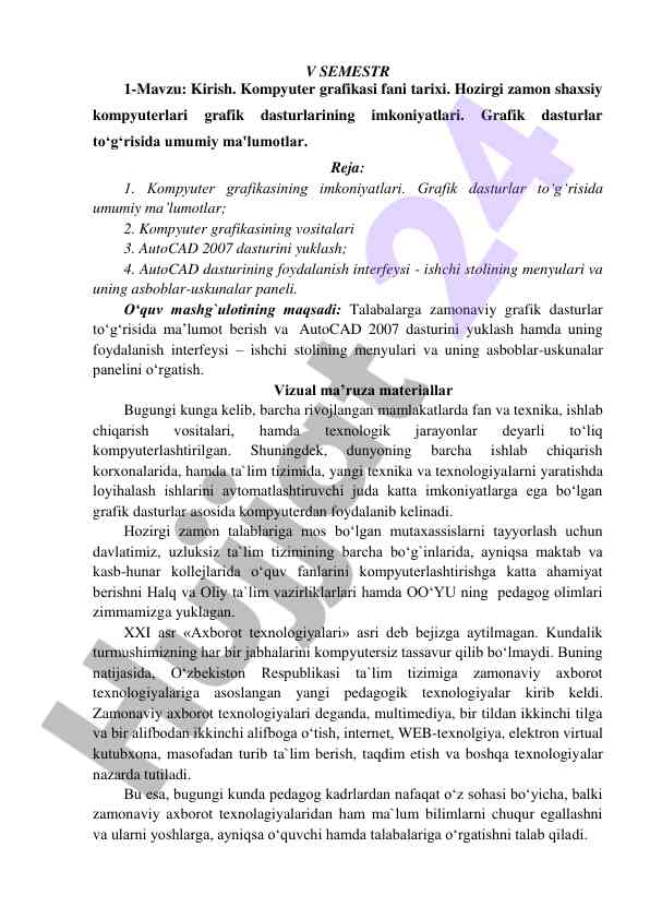 Kirish kompyuter grafikasi fani tarixi