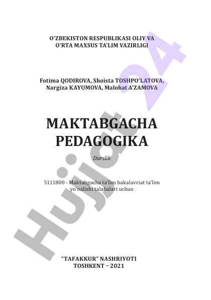 Maktabgacha pedagogika darsligi asosiy masalalari