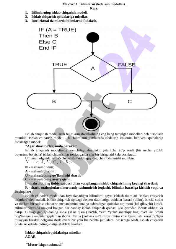 Bilimlarni ifodalash modellari tahlili