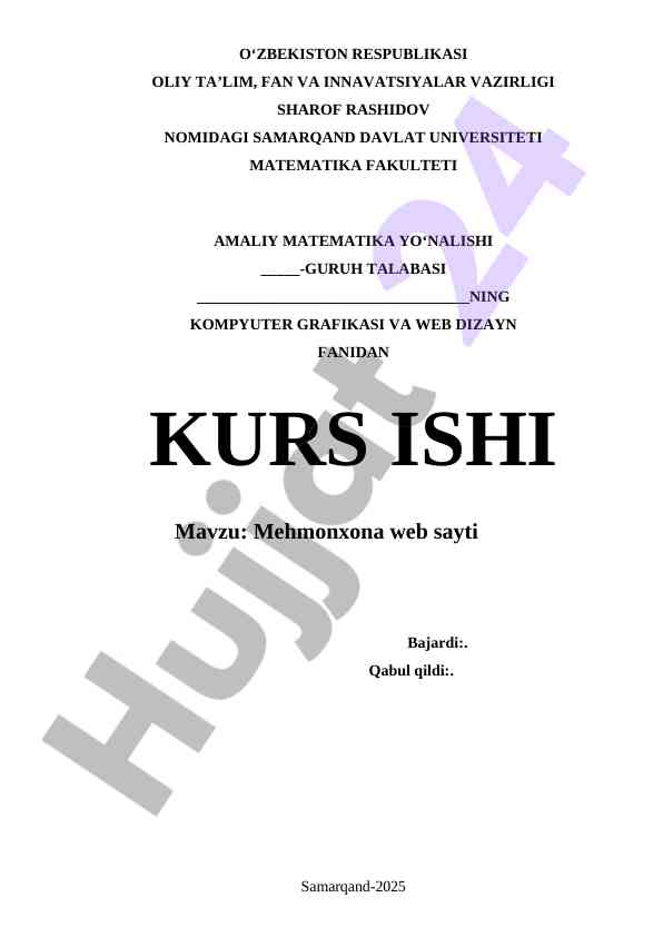 Web dizayn va kompyuter grafikasida kurs islari