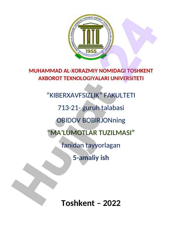 Ma'lumotlar tuzilmasi amaliy ish