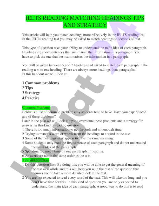 Effective strategies for ielts reading headings