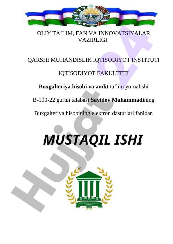 Buxgalteriya hisobining elektron dasturlari ish