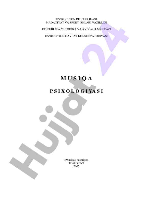 Musiqa psixologiyasi o‘quv qo‘llanma