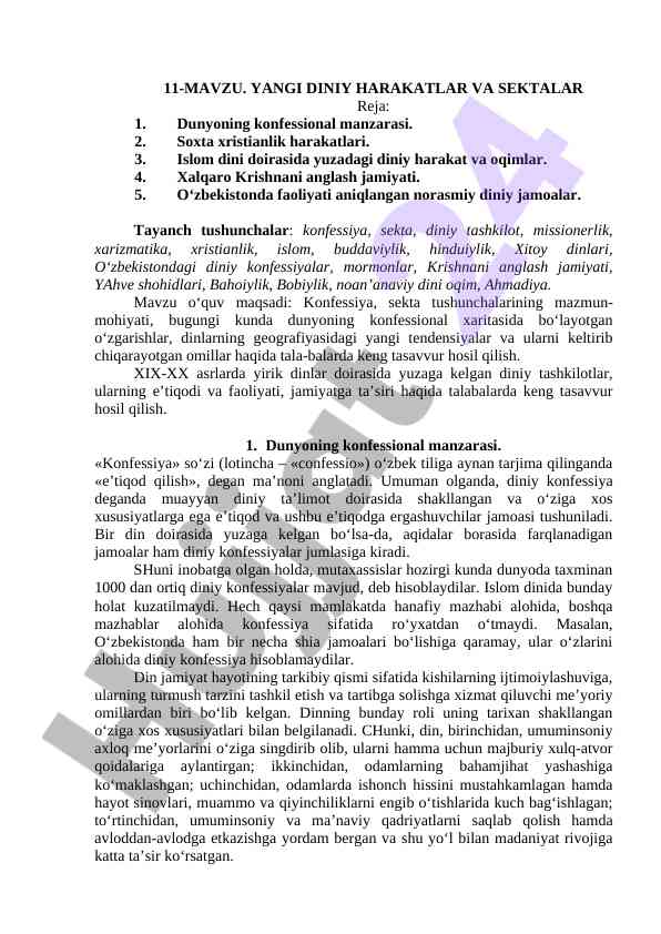 Yangi diniy harakatlar va sektalar tahlili
