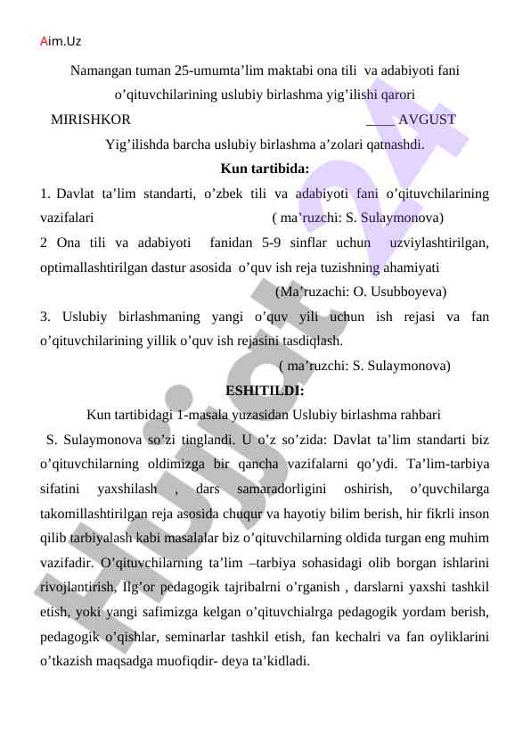 Ona tili va adabiyoti fanida o‘quv reja tuzish ahmiyati
