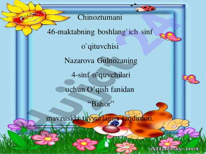 O’qish fanidan bahor mavzusidagi taqdimot