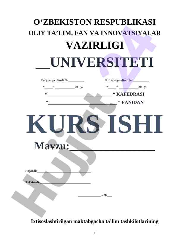 Ixtisoslashtirilgan Maktabgacha Ta’lim Tashkilotlari